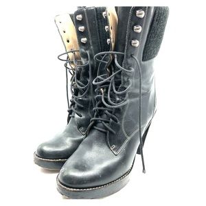 COLE HAAN Black leather heeled boots with NIKE